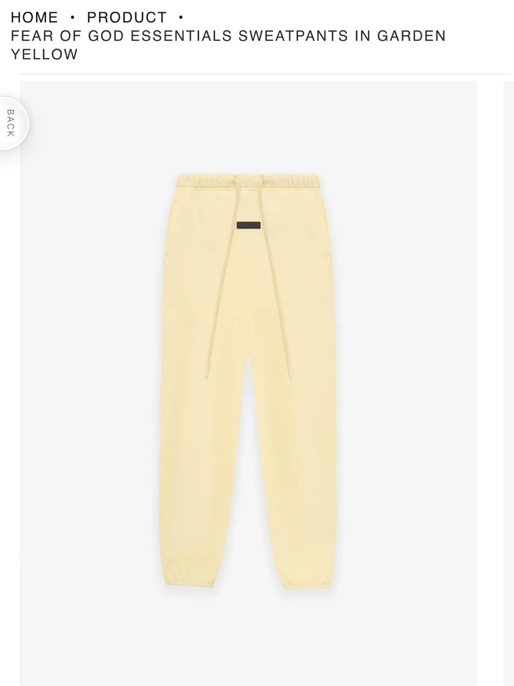 Fear of God Essentials Sweatpants in Garden Yellow